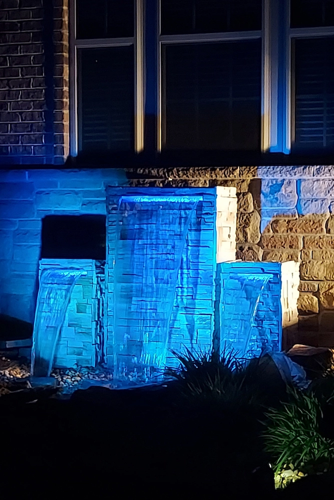 custom color bluetooth color changing brick column fountain in Glen Burnie, MD