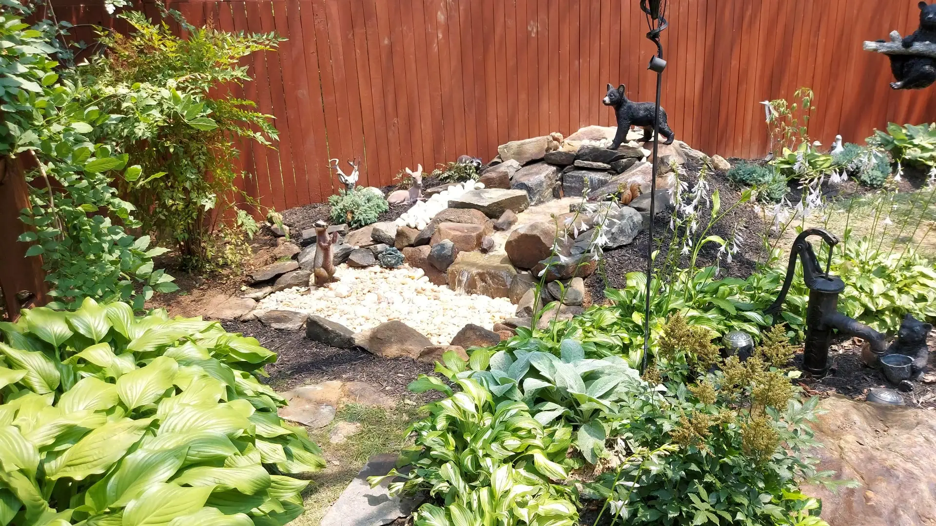 Pondless waterfall built with ticondoroga boulders