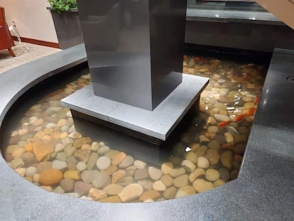 indoor koi pond after cleaning